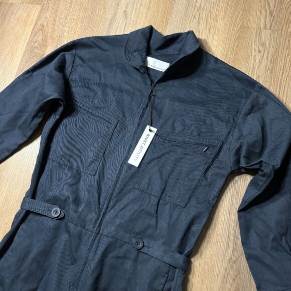 NWT Rivet Utility navy blue jumpsuit size S small long sleeve zip front GOOP - Picture 3 of 11